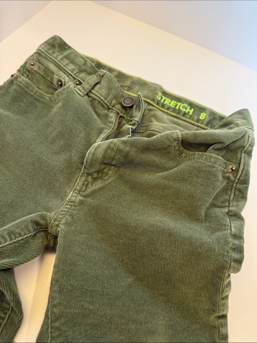 J. Crew Olive Green Stretch Corduroy Kids Pants Boys 8 Stretch